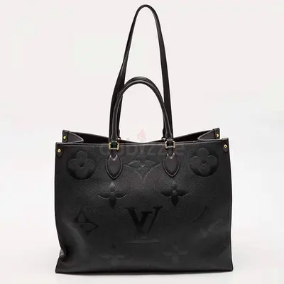 Authentic Louis Vuitton Black Monogram Empreinte Leather On The Go GM Bag