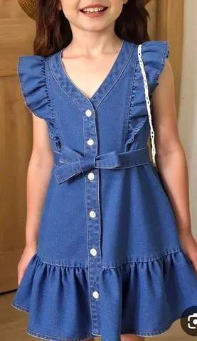 Girls denim dress, size 8 years, two pieces