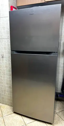 Candy 2-Door Top Freezer Refrigerator - Stainless Steel, Good Working Condition