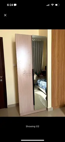 Slim mirrored wardrobe with double door — perfect condition
