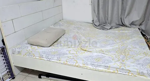 Used single bed frame with mattress - white wooden frame