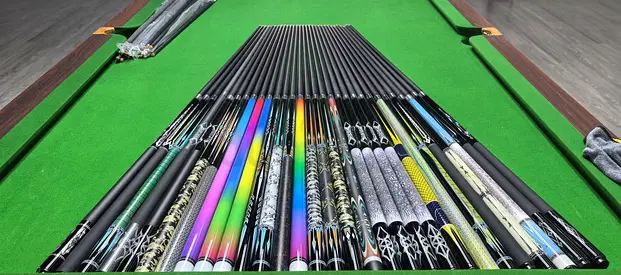 Carbon fibre Collection of Snooker/Pool Cues - Various Designs and Lengths carbon fibre cues