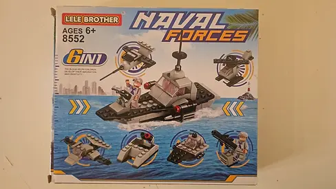 6-in-1 Naval Forces Building Block Set (Sea Patrol Ship + Vehicles)