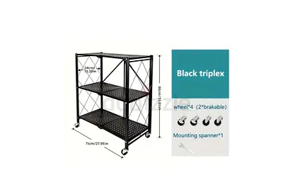 Metal foldable 3 tier shelf