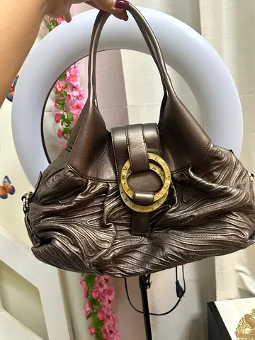 Original - Preloved- Bronze metallic hobo shoulder bag with decorative buckle