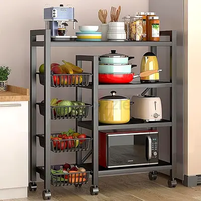 Kitchen Storage Trolley with Wire Baskets