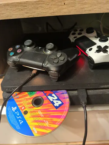 PlayStation 4 console with two controllers and NBA2k24 - used, working
