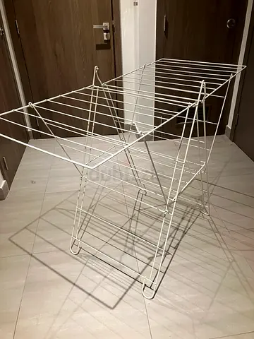 Foldable Metal Clothes Drying Rack - White, Good Condition