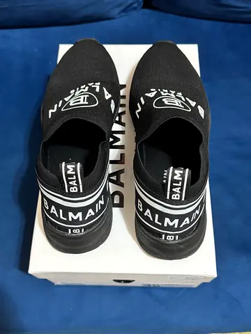 Balmain black slip-on knit sneakers - used, size EU 40