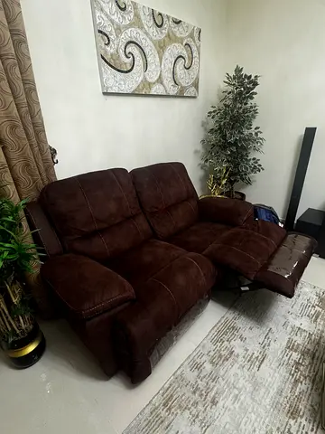 Comfortable Brown 2 Seater Reclining Sofa
