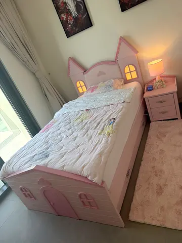 Pink Castle Princess Themed Childrens Bed with Lights