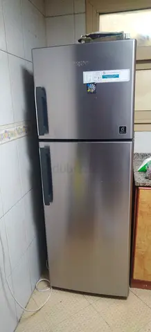 Whirlpool 2-Door Silver Refrigerator - Good Condition, 2-Top Freezer