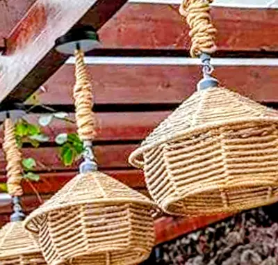 Two Rope-wrapped Rattan Pendant Light TAKE BOTH AT 150 FREE DELIVERY
