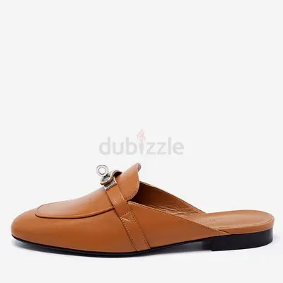 Hermes Brown Leather Oz Mules Size 37.5