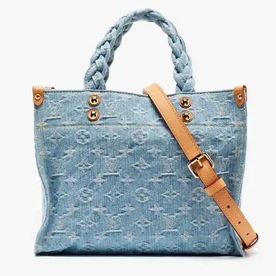 Authentic Louis Vuitton Sky Blue Monogram Denim Let Go PM Bag