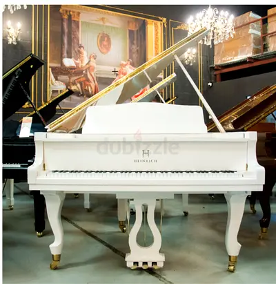 Heinrich HGP-152W Grand Piano – White with Curly Legs