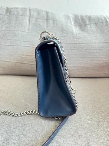 Michael kors Small navy leather crossbody bag with silver chain strap