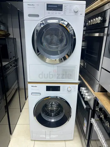 Miele brand set washer dryer 9+9 kg delivery with warranty free installation