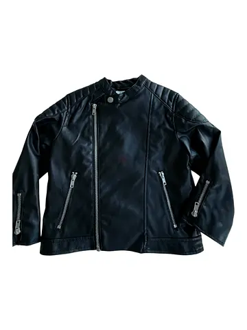 HM Kids Black Faux Leather Jacket – Size 3–4 Years