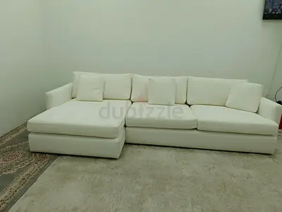 Expensive Quality Crate and Barrel White color lshape sofa