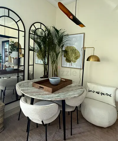 Round Natural Marble-Top Dining Table 120cm