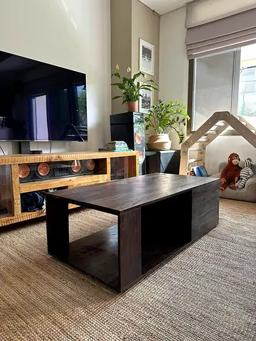 West Elm, Solid Dark Wood Coffee Table with Storage Drawer - Good Condition