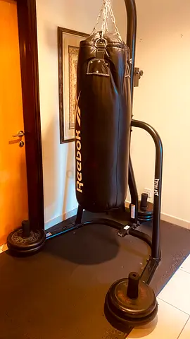 Reebok Heavy Boxing Punch Bag with Stand and Weight Plates - Good Condition