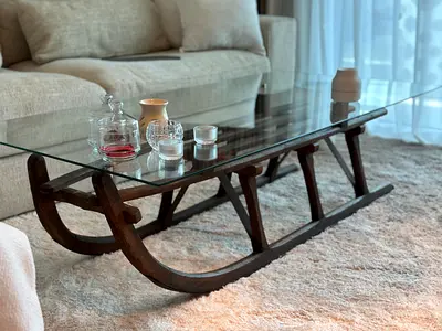 Vintage Sled Coffee Table – Unique Antique Handcrafted Statement Piece 140x70