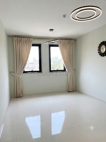 Beige Full-Length Curtains with Rods - Like New