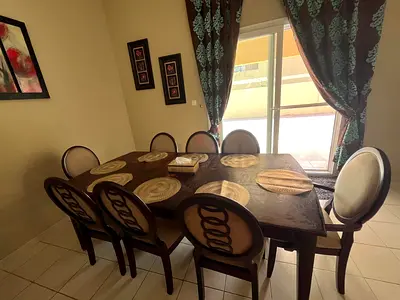 Wood 8-Seater Dining Table with Cabinet