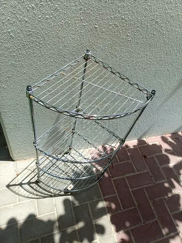 Chrome Corner Shelf Rack - 4 Tier Metal Storage Unit