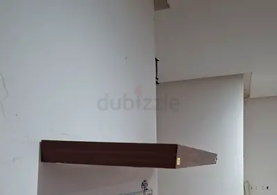 Dark wood floating wall shelf - single, sturdy