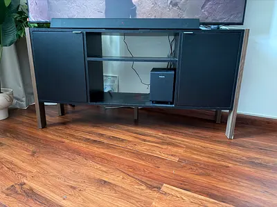 Modern Black and Wood Finish TV Entertainment Center