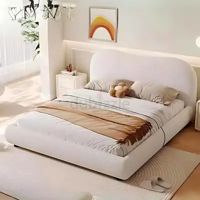 Curved Design king boucle bed frame