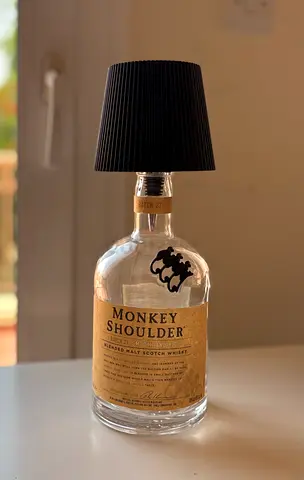 Desk Bottle Lamp Monkey Shoulder Whiskey with Black Pleated Shade