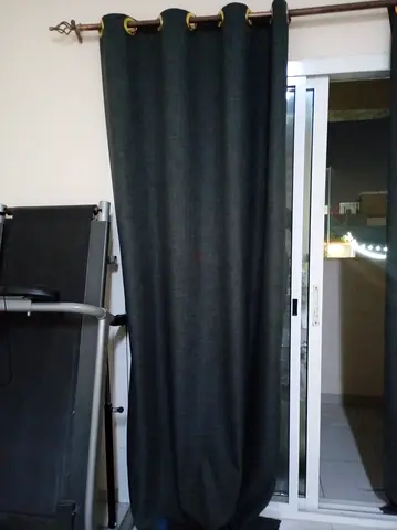 Dark grey eyelet blackout curtain - single panel
