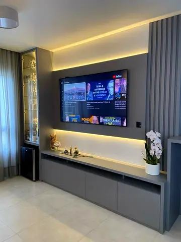 Sleek Grey Minimalist Media Wall
