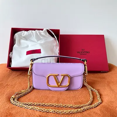 Valentino Small Loco Shoulder Bag in Wisteria Calfskin