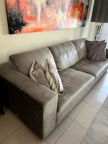 3+2 Seater Grey Suede Sofa in Great Condition  L shape corner sofa great condition  a single chair