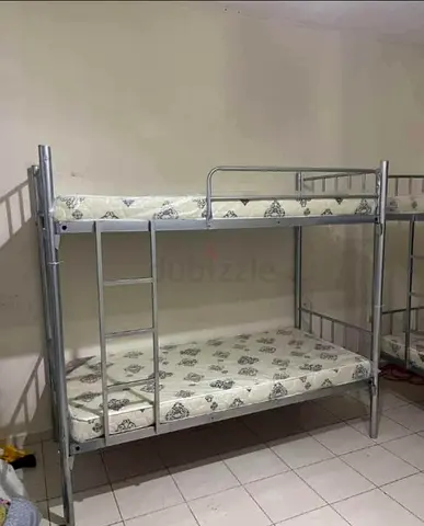Metal Bunk Bed with Mattresses - Silver, Good Condition