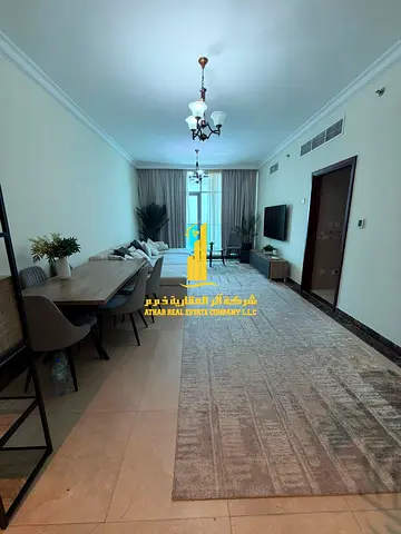 باطلاله بحريه.دوبليكس فاخر اول ساكن مفروش للإيجار الشهري🌟3 غرف وصالة مع 2 بلكونه باطلاله + غرفة خادمة علي كورنيش عجمان أبراج الريزدنس