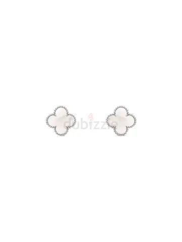 Authentic Van Cleef And Arpels Vintage Alhambra Earrings White Mother Of Pearl