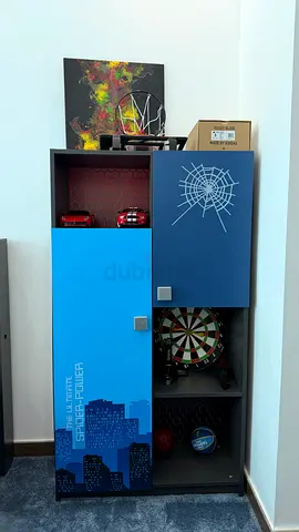 Blue Kids Wardrobe/Storage Cabinet with Shelves and Door (Good Condition) 550 for both