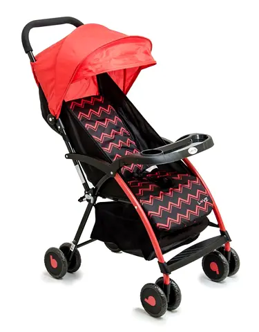 Lightweight Red Umbrella Stroller with Cup Tray and Canopy