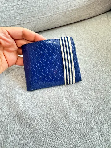 Fendi Blue leather bi-fold wallet with ID window - good condition