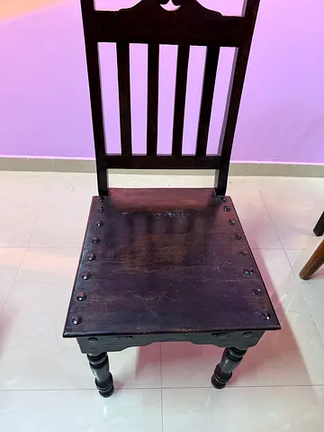 Solid Wooden Dining Chairs (Qty - 5) - Dark Finish