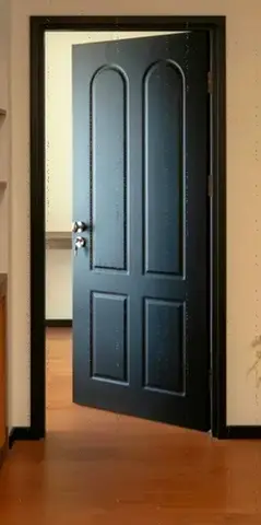 Used solid interior door (black) with frame - good condition