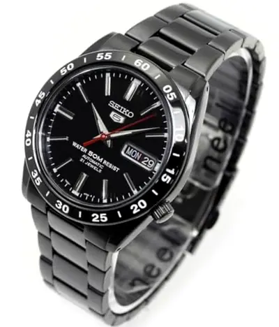 Seiko 5 Mens Stainless Steel Automatic Watch - Black Dial