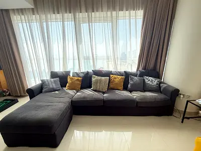 Large L-shaped 5-seater Fabric Sofa with Chaise - Dark Grey