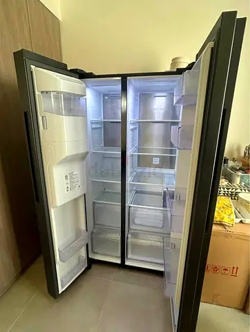 Side by Side Refrigerator with Modern Interior Lighting
